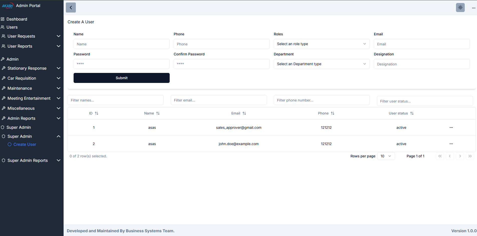 Admin Portal